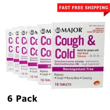 Major Cough&Cold 16 Count Each Antihistamine Compare To CoricidinHBP-6 Pack 5/26