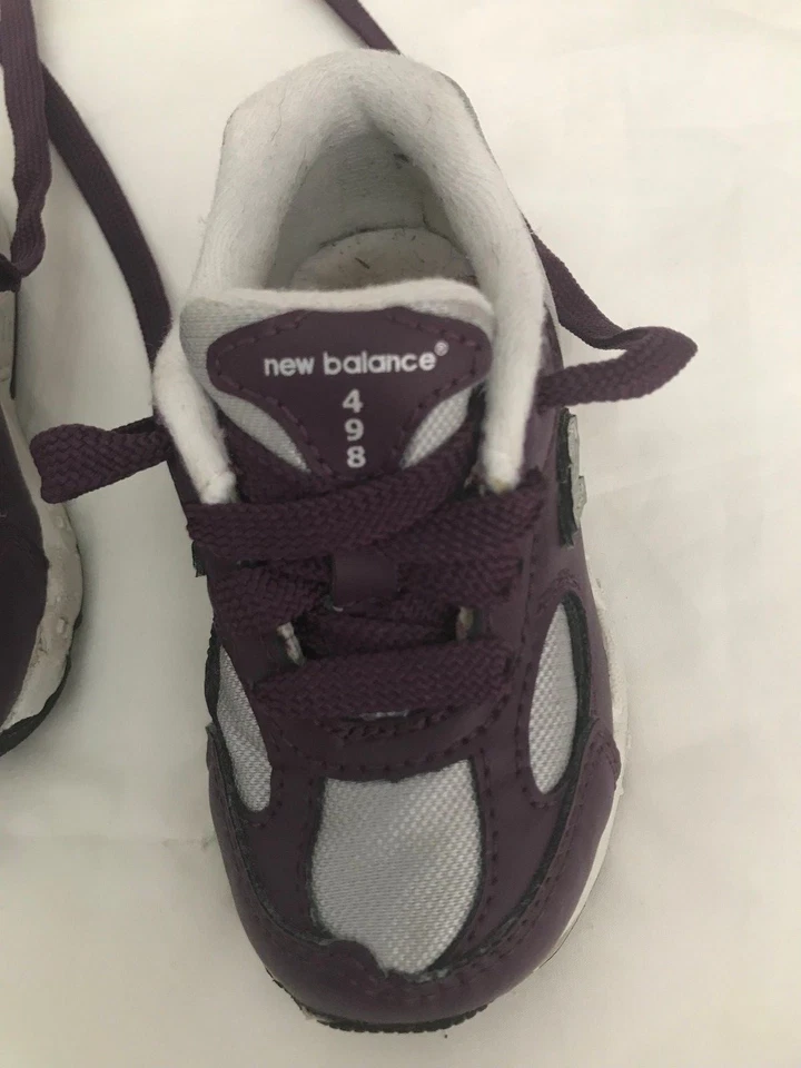 Zapatos Tenis New Balance 498 Púrpura Plata Gris Niño Cordones KJ498PSI USADOS Foto 2 de 4