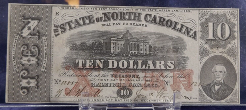 1863 $10 PCGS 45 Serial #1285-Obsolete Note State of North Carolina-Raleigh, NC - Picture 3 of 3