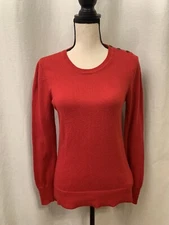 Gap Luxe Womens Sweater M Red Knit Long Sleeve Angora Blend Button Pullover