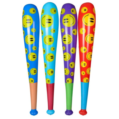 Inflatable Baseball Bats (Smiley Faces) 4 Pieces (Huge - 42 Inches)