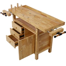 Wood Workbench for Garage Workshop Woodworkers Tool Storage with Drawer Chest
