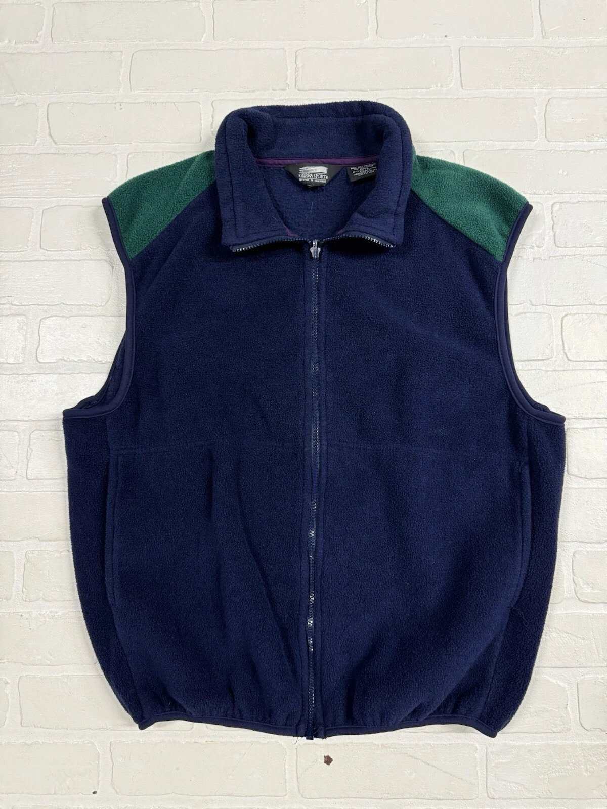 The Sierra Sport Fleece Vest Adult XL Blue/Green Full Zip Outdoor Mexico