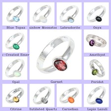 Wedding Gift For Her 925 Sterling Silver Natural Garnet Gemstone Band Ring