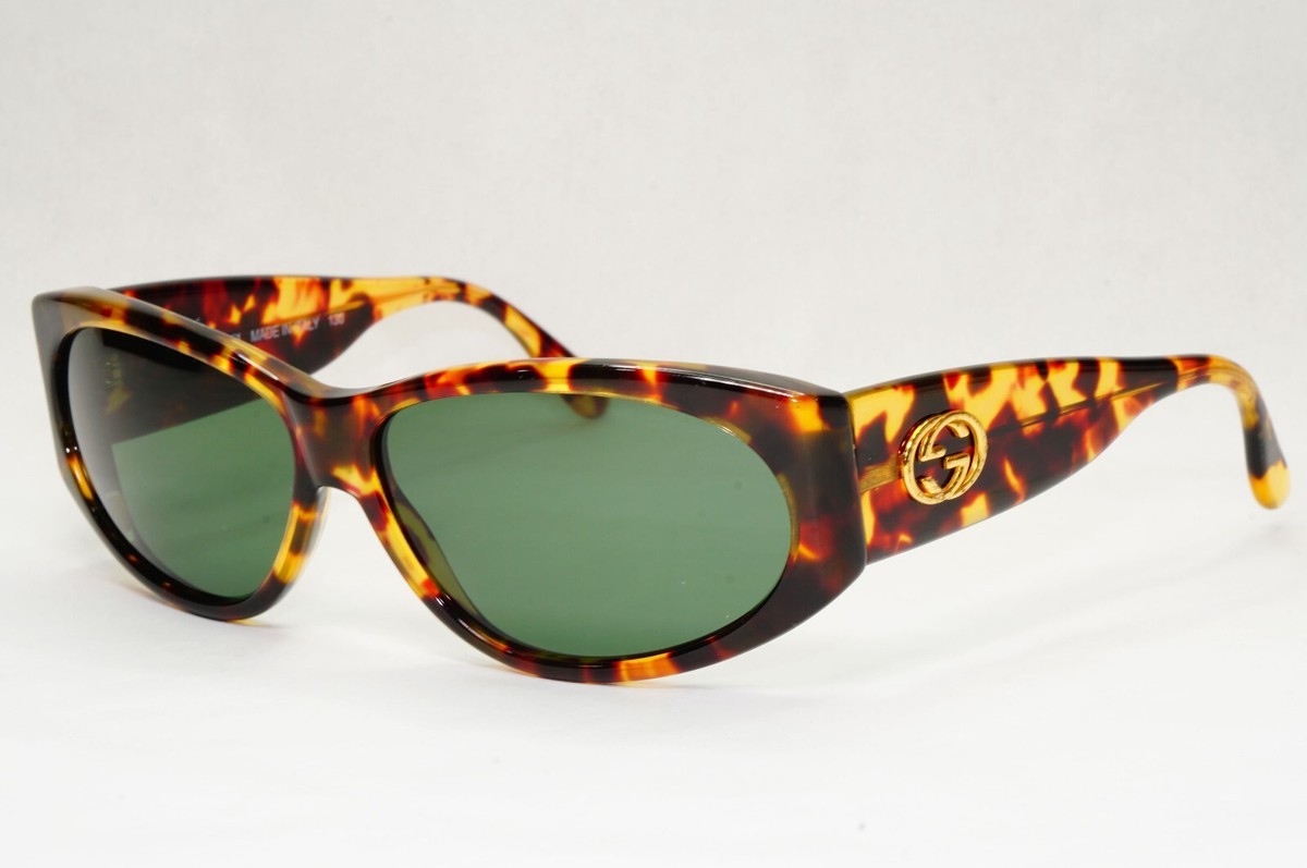 Gucci Sunglasses 1996 Vintage Brown Tortoise Green Unisex GG 2151