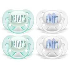 4 PK - 0-6 Months Philips Avent Ultra Soft Pacifier Dreams and Happy SCF222/43