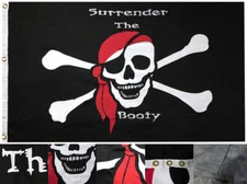 Pirate Surrender The Booty Red Hat Premium Quality 3x5 3'x5' Cotton Flag Banner