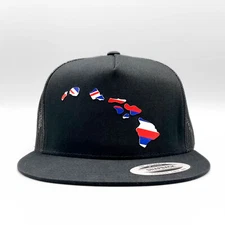 Hawaii State Flag Trucker Hat, Aloha Trucker Hat on Black Yupoong 6006 Snapback