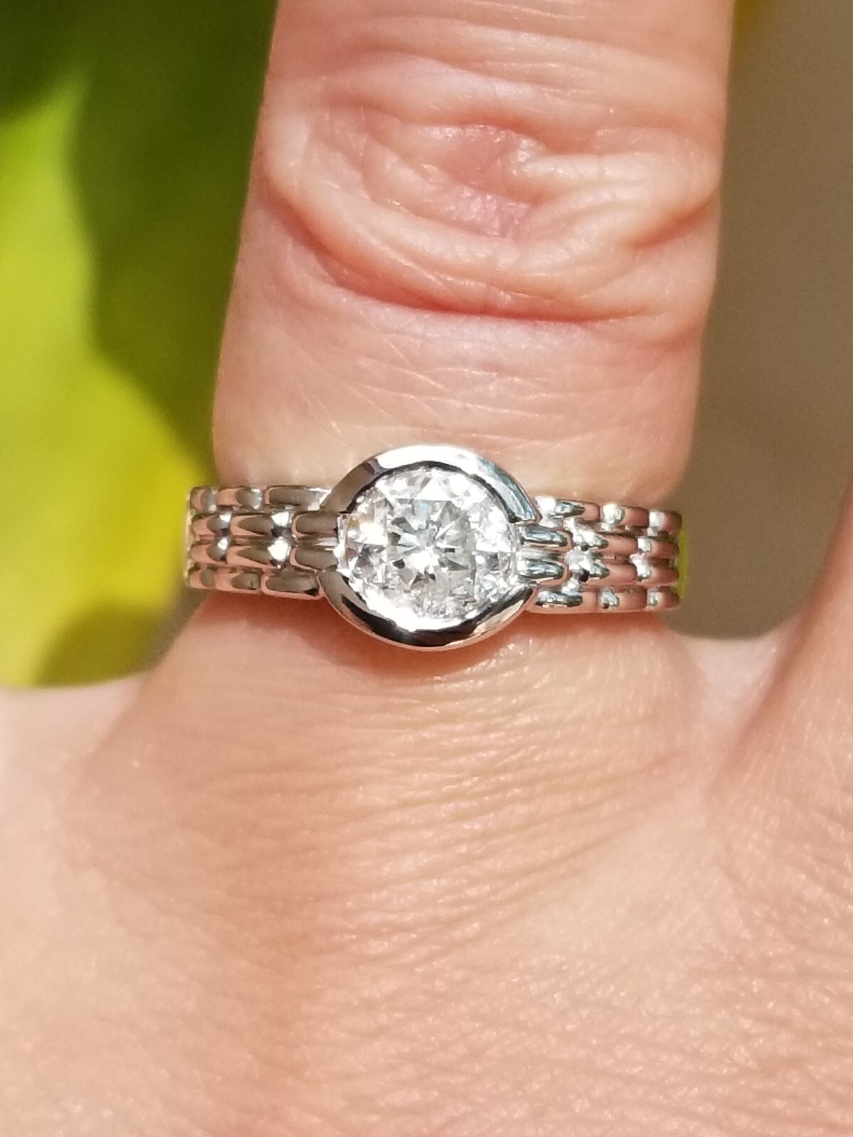 1CT Solitaire Diamond Simplistic Bezel Platinum r… - image 14