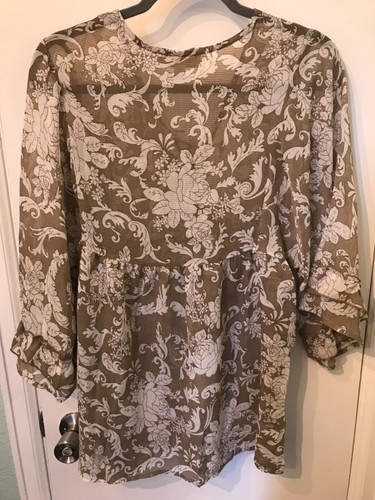 NWT WEEKEND SUZANNE BETRO SHEER PAISLEY WOMENS TOP SIZE LARGE - Picture 4 of 5