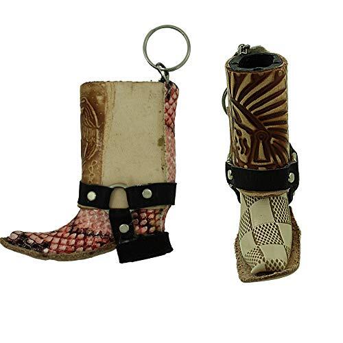 Leather Cowboy Boot Western Keychain and Lighter Holder Color May Vary 3 Inches