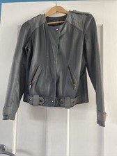 Fire Trap, Womens Grey Leather And Suede Jacket, Size Large