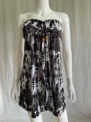 No Boundaries Women's Dress Strapless Sweetheart Neck Above Knee Black  White S