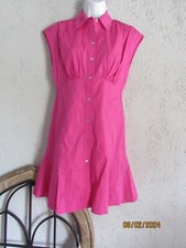 Michael Kors nwt XS hot pink organic cotton silver button down cap sleeve dress
