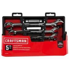 New! Craftsman 5 pcs Full Polish Inch Line/Flare Nut Wrench Set - SAE