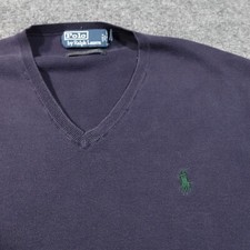 Polo Ralph Lauren Sweater Men XL Blue Cotton Crewneck Pullover Pony VTG 12537