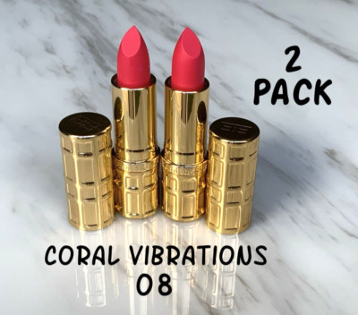 ELIZABETH ARDEN Ceramide Ultra Lipstick - CORAL VIBRATIONS 08 -Full Size- 2 PACK