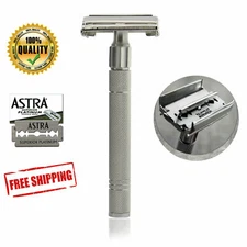 ZEVA Double Edge Safety Razor - Twist To Open Butterfly Design + 5 Astra Blades