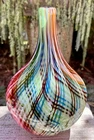 1960s Dino Martens Tasso Mezza Filgrana Murano Striped Teardrop Glass Vase