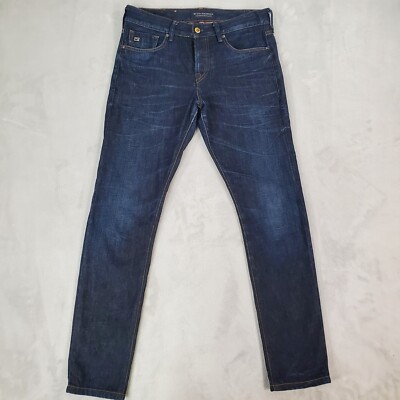 Scotch Soda Jeans Ralston Mens 30x30 Slim Raw Denim Button Fly Amsterdams Blauw