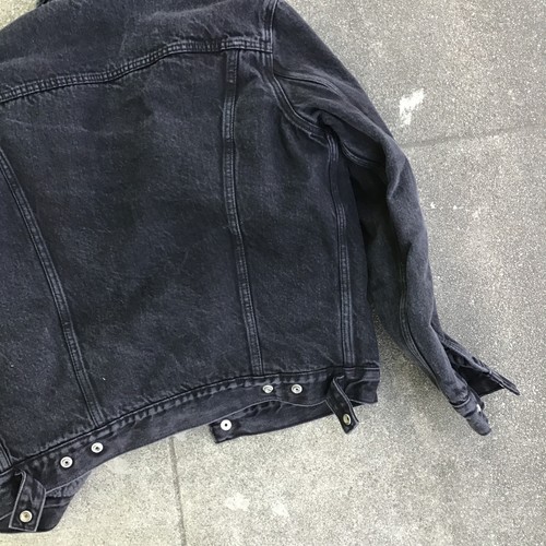 Levi's Denim Jean Black Sherpa Lined Snap Trucker Jacket Men Medium - Picture 14 of 14