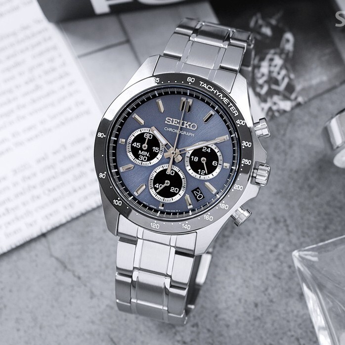 SEIKO CHRONOGRAPH 100M メンズ腕時計 Genuine Seiko Chronograph Quartz Watch Men Stainless Steel Metal