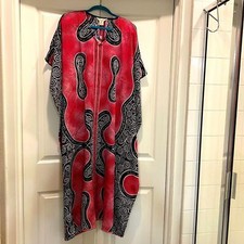 Gypsie Blu Wine Plus Boho Long Kaftan Beachy Dress Casual Sumner Maxi Kimono