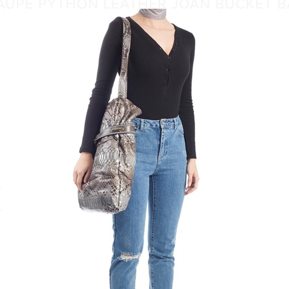 Chloe Taupe Python Leather Joan Bucket Bag AUTHENTIC RARE 2000 Vintage image 3
