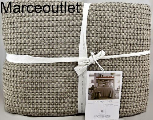 Levtex Home Mills Waffle KING Quilt & Pillowshams Set Taupe