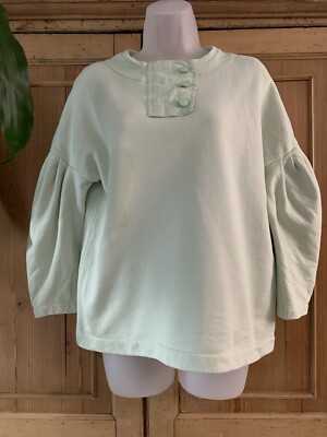 Women’s Zara Sweatshirt Pullover 3/4 Sleeve Top Light Mint Sea  Green~Size M