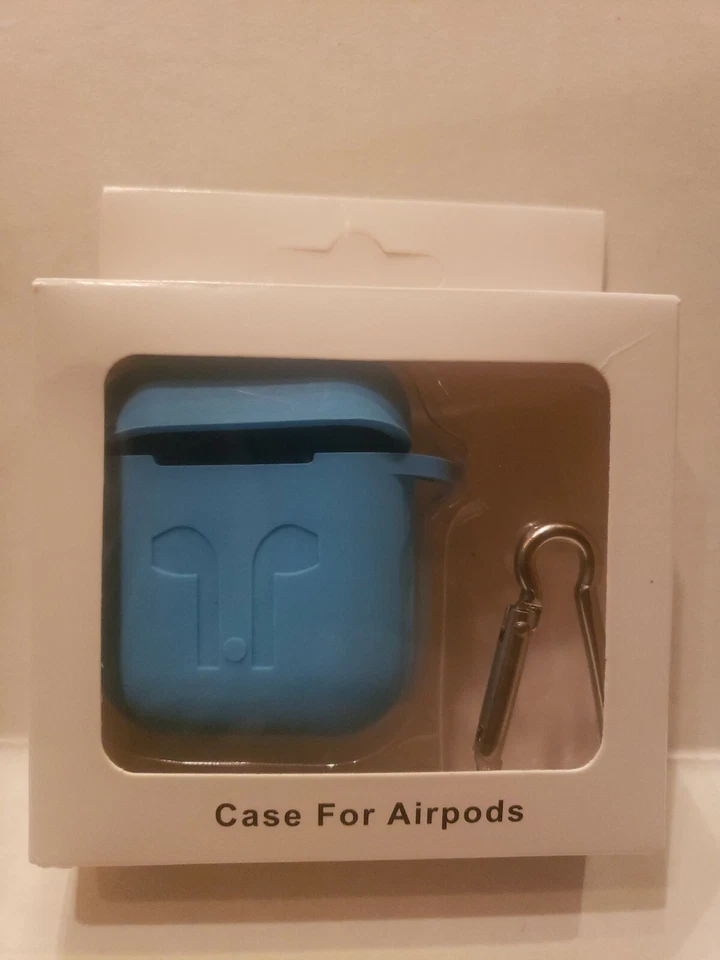 For Apple AirPods 1/2 Silicone Charging Case Cover with Keychain blue - Image 2 of 2
