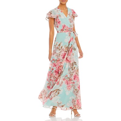 Eliza J Womens Green Flutter Sleeve Long Party Maxi Dress 4 BHFO 8512