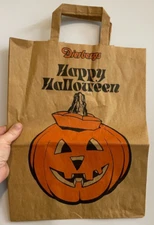 VTG Dierberg's Grocery Halloween Jack O Lantern Paper Bag with Handles Decor