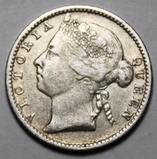 Straits Settlements 1899 Silver 10 Cents, Queen Victoria (C406)