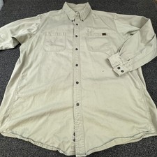 Riggs Workwear by Wrangler Shirt Mens 3XL Khaki Long Sleeve Button Up Utility