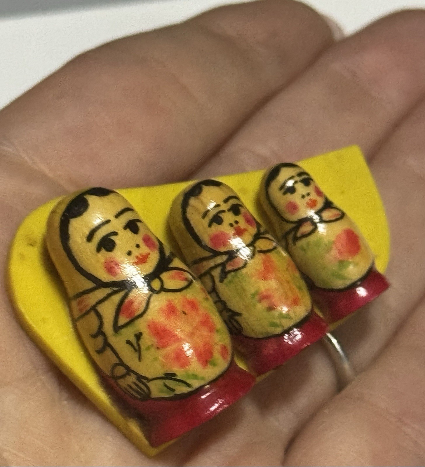 Soviet pin badge Brooch matryoshka Vintage 70s Nesting Dolls USSR image 4