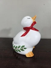 Artistic Gifts Inc. Christmas Ceramic Duck with Holly & Bow Vintage Taiwan 80s