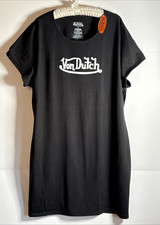 VON DUTCH NWT 3X Black Long-Sleeve Logo T-Shirt Dress Streetwear Biker Hip Hop