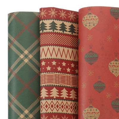 Birthday Wrapping Paper Sheet, Multi Christmas Patterns 20 x 28 Inch 6 Pcs