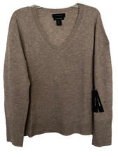 NEW w TAGS TAHARI SIZE XL 100 CASHMERE BEIGE BROWN PULLOVER SWEATER