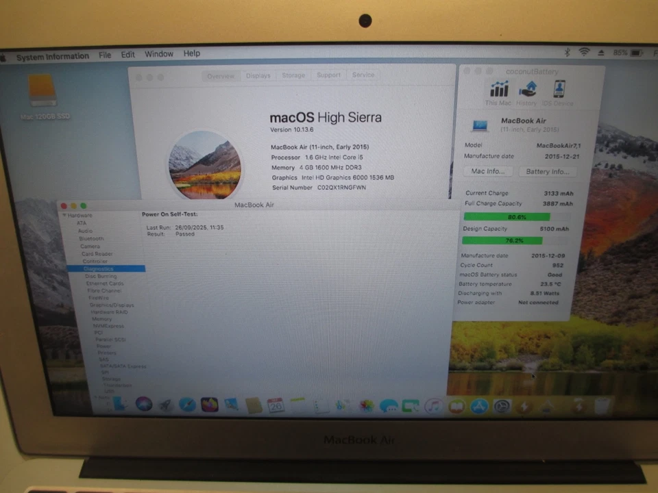  Apple MacBook Air 11" 2015 A1465 7,1 i5 1.6GHz 4GB RAM Working Laptop No SSD - Image 4 of 4