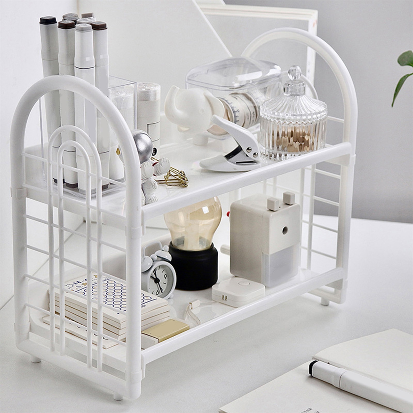 New Simple Double Layer Desktop Storage Rack Desk Mini Bookshelf Storage Shelf.