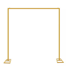 Wedding Arch Backdrop Stand 8 Ft. Adjustable Gold Metal Frame Heavy Duty for Par