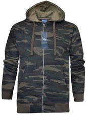 Zip Up Hoodie Camouflage Army Camo Fleece Brushed Inside w/ Pockets by Beebizco