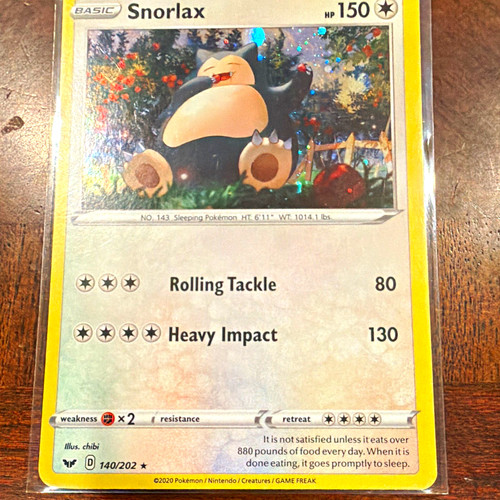 The Pokémon Company Snorlax 140/202 Sword & Shield Holo Rare 150 HP English 2020