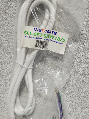 Westgate SCL-6FT-SJTW18/5 6FT SJTW 18AWG 5 Conductor Cord For Lighting