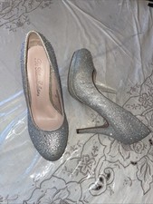De Blossom Collection Silver Sparkle Bling Rhinestone Robin-46  Pumps Size 8