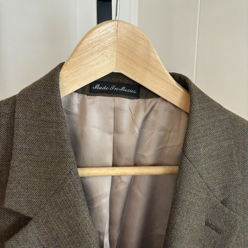 Lauren Ralph Lauren Wool Brown Herringbone Sport Coat Blazer Mens 48R - 50R