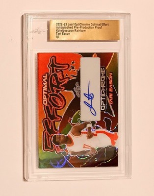 TARI EASON 1/1 Auto - 2022-23 Leaf Optichrome Optimal Effort Kaleidoscope PROOF