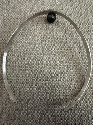 Sterling Silber Halsreif mit natürlicher Salz Meer schwarze Perle